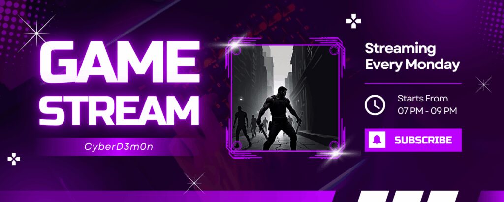 Purple White Modern Futuristic Game Stream Twitch Banner