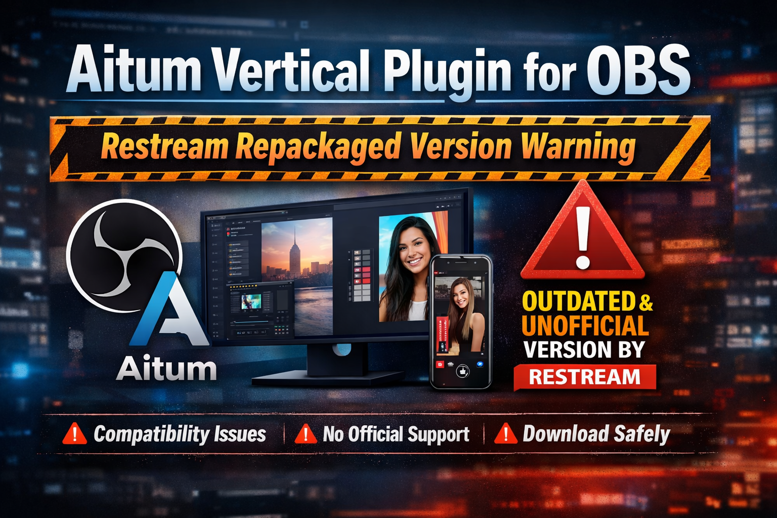Aitum Vertical Plugin for OBS official statement about the Restream repackaged plugin version